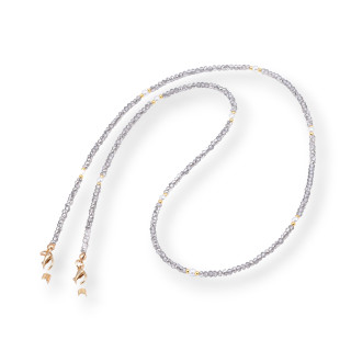 Glasses Chain with Non-Slip Silicone Rings Crystals and Brass 2pcs Light Silver