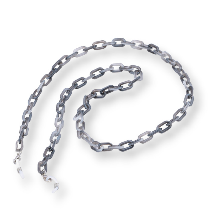 Brillenkette mit rutschfesten Silikonringen, Polycarbonat, 2 Stück, dunkelgrau
