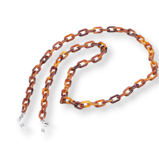 Glasses Chain with Anti-slip Silicone Rings Polycarbonate 2pcs Brown