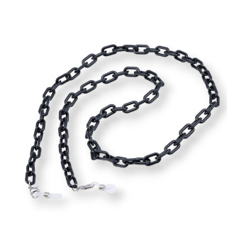 Brillenkette mit rutschfesten Silikonringen Polycarbonat 2 Stück Schwarz
