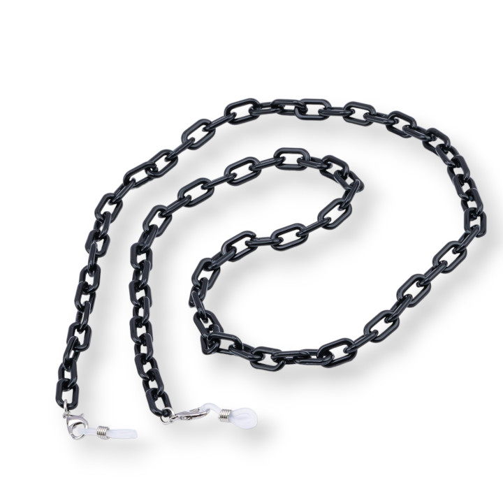 Glasses Chain With Non-Slip Silicone Rings Polycarbonate 2pcs Black