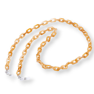 Glasses Chain With Non-Slip Silicone Rings Polycarbonate 2pcs Ocher