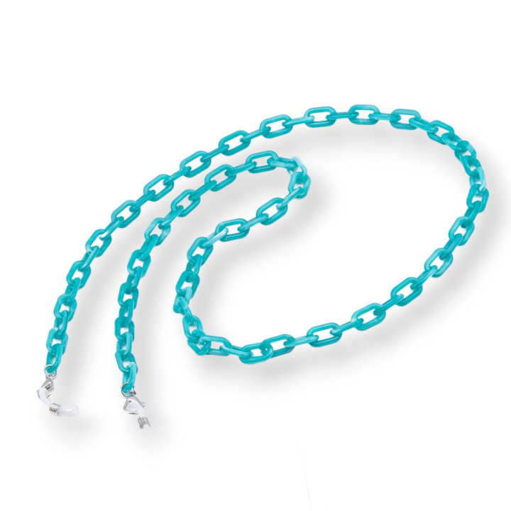 Chaîne à Lunettes avec Anneaux Antidérapants en Silicone Polycarbonate 2pcs Turquoise