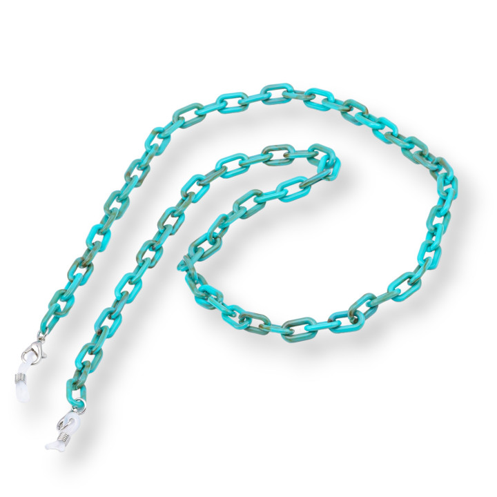 Glasses Chain With Non-Slip Silicone Rings Polycarbonate 2pcs Turquoise Mix