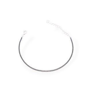 Tennisarmband aus 925er Silber mit Zirkonen, 02 mm, rhodiniert + schwarz, mit Karabinerverschluss, 1 Stück