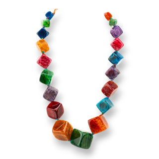 Collar De Piedras Semipreciosas Anudadas Con Cierre De Latón 12-25 Mm Longitud Del Collar 55 Cm Ágata Multicolor