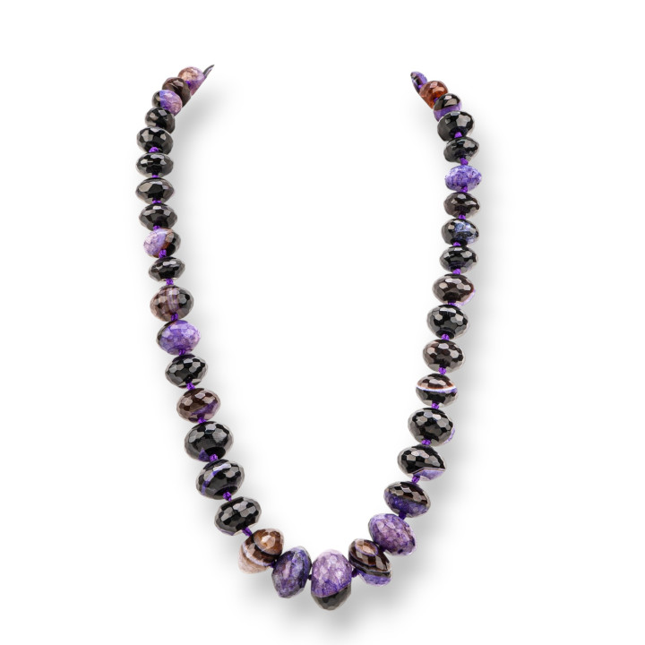 Collier en pierre semi-précieuse nouée avec fermoir en laiton, rondelle à facettes dégradée 12-25mm, longueur du collier 55cm vi