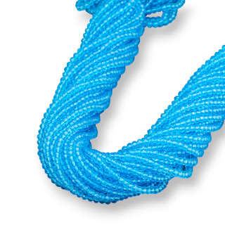 Perles de Cristal Rondelle à Facettes 3.5x3mm 100 BRINS sur Fil de Coton Prêt à l'emploi Bleu Clair