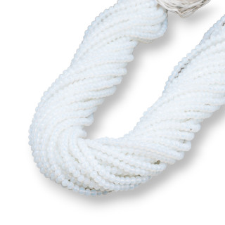 Crystal Beads Rondelle Faceted 3,5x3mm 100 STRANDS On Cotton Thread Ready to use Opal White