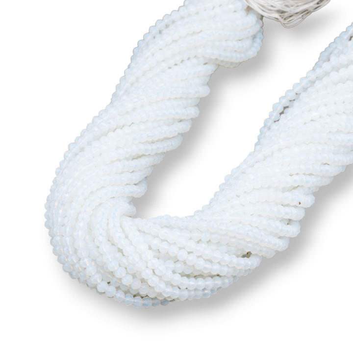 Κρυστάλλινες χάντρες Rondelle Faceted 3,5x3mm 100 STRANDS σε βαμβακερό νήμα Έτοιμο για χρήση Opal White