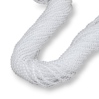 Perles de Cristal Rondelle Facette 3.5x3mm 100 BRINS sur Fil de Coton Prêt à l'emploi Blanc Transparent