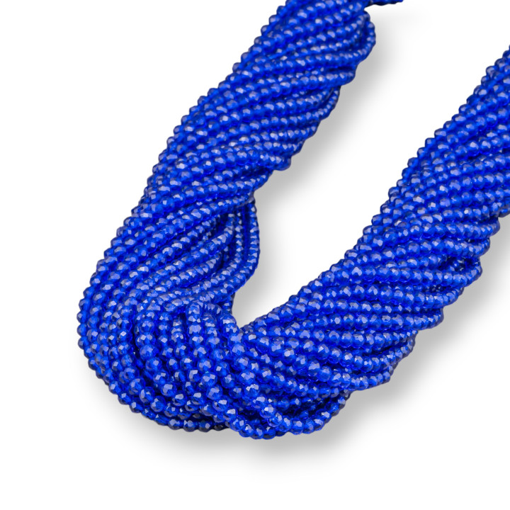 Crystal Beads Faceted Rondelle 3,5x3mm 100 STRANDS σε βαμβακερή κλωστή Bluette έτοιμο προς χρήση