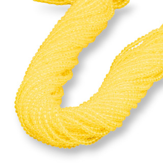 Crystal Beads Rondelle Faceted 3.5x3mm 100 STRANDS on Cotton Thread Ready to use Light Yellow