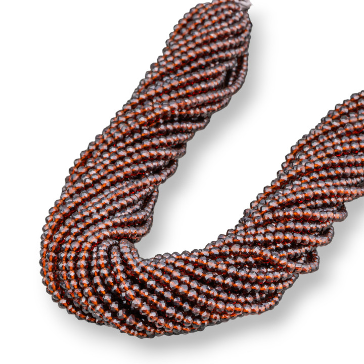 Perline Di Cristalli Rondelle Sfaccettate 3,5x3mm 100 FILI Su Filo Di Cotone Pronti all'uso Marrone