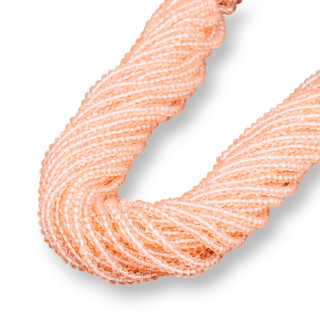 Perline Di Cristalli Rondelle Sfaccettate 3,5x3mm 100 FILI Su Filo Di Cotone Pronti all'uso Pesca Trasparente