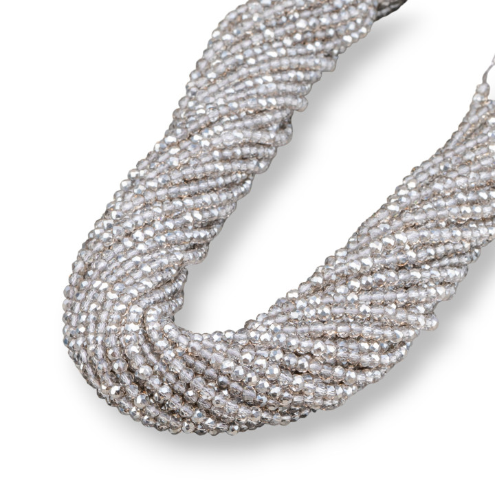 Perles de Cristal Rondelle Facette 3,5x3mm 100 BRINS Sur Fil de Coton Prêt à l'emploi Smokie AB