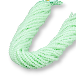 Crystal Beads Rondelle Faceted 3.5x3mm 100 STRANDS on Cotton Thread Ready to use Light Green Full