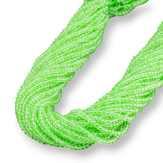 Crystal Beads Faceted Rondelle 3.5x3mm 100 STRANDS on Cotton Thread Ready to use Transparent Light Green