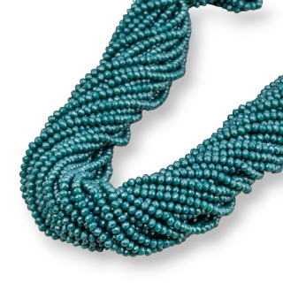 Κρυστάλλινες χάντρες Rondelle Faceted 3,5x3mm 100 STRANDS σε βαμβακερή κλωστή Έτοιμη για χρήση Σκούρο παστέλ πράσινο