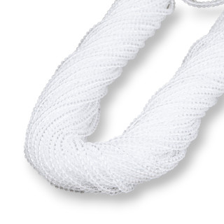 Perline Di Cristalli Rondelle Sfaccettate 3x2mm 100 FILI Su Filo Di Cotone Pronti all'uso Bianco Trasparente