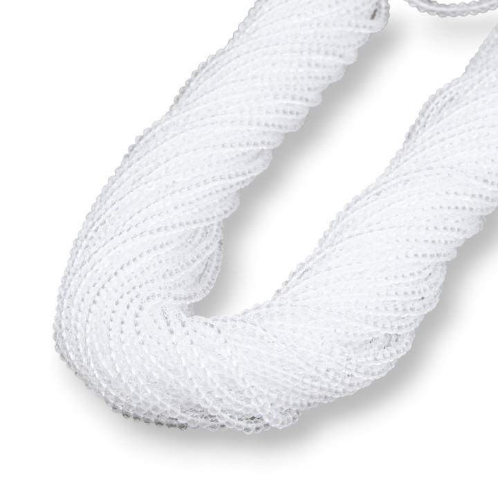 Cuentas de Cristal Rondelle Facetadas 3x2mm 100 HILOS En Hilo de Algodón Listo para usar Blanco Transparente