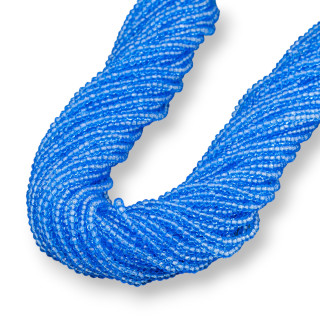 Crystal Beads Rondelle Faceted 3x2mm 100 STRANDS on Cotton Thread Ready to use Light Blue