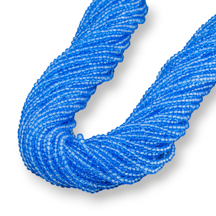 Κρυστάλλινες χάντρες Rondelle Faceted 3x2mm 100 STRANDS σε βαμβακερή κλωστή Έτοιμη για χρήση Ανοιχτό μπλε