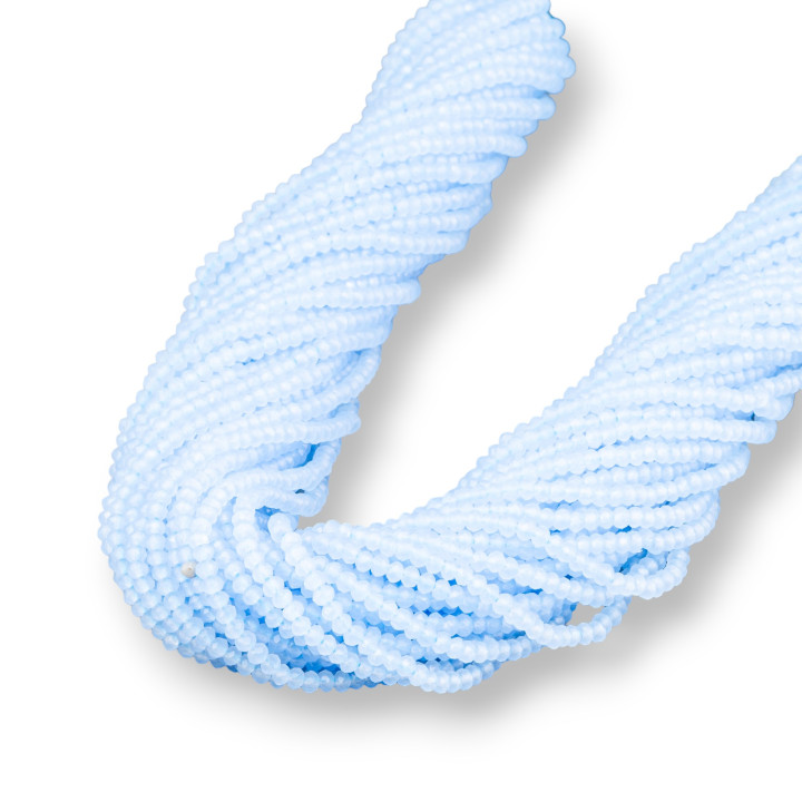 Perline Di Cristalli Rondelle Sfaccettate 3x2mm 100 FILI Su Filo Di Cotone Pronti all'uso Celeste cHIARO