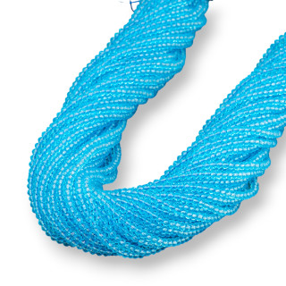 Cuentas de Cristal Rondelle Facetado 3x2mm 100 HILOS En Hilo de Algodón Listo para Usar Azul Claro Transparente