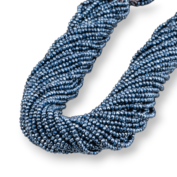 Κρυστάλλινες χάντρες Rondelle Faceted 3x2mm 100 STRANDS σε βαμβακερή κλωστή έτοιμη προς χρήση Μεταλλικό γκρι