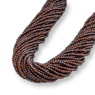 Kristallperlen, Rondelle, facettiert, 3 x 2 mm, 100 Stränge auf Baumwollfaden, gebrauchsfertig, braun