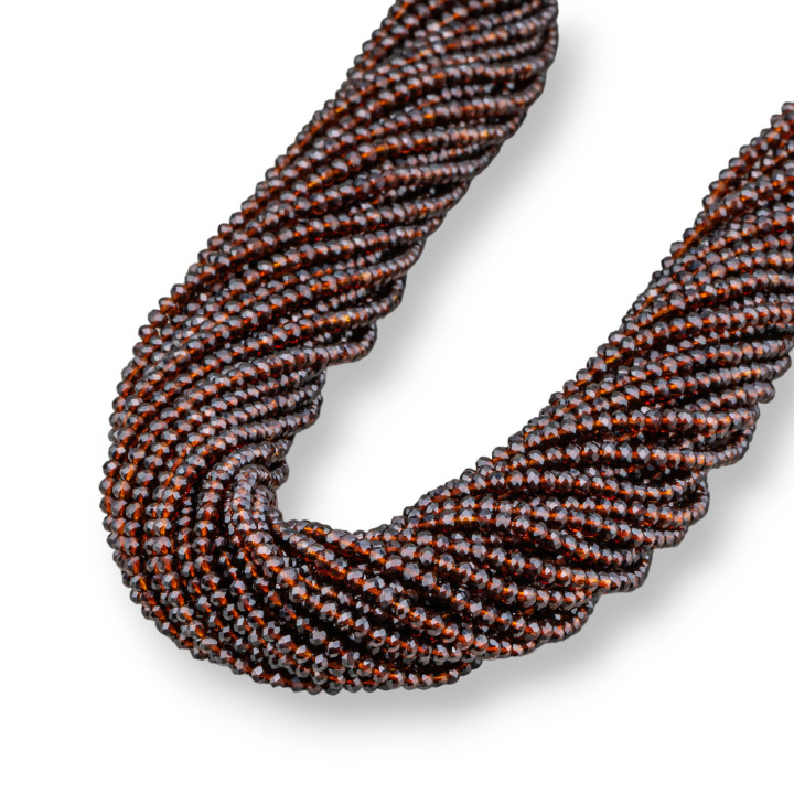 Κρυστάλλινες χάντρες Rondelle Faceted 3x2mm 100 STRANDS σε βαμβακερή κλωστή Έτοιμη για χρήση Καφέ