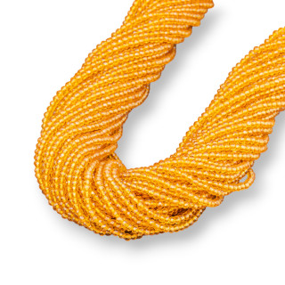 Perles de Cristal Rondelle Facette 3x2mm 100 BRINS Sur Fil de Coton Prêt à l'emploi Topaze