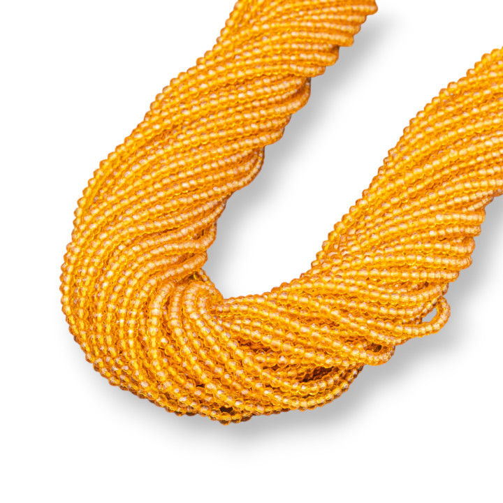 Crystal Beads Rondelle Faceted 3x2mm 100 STRANDS On Cotton Thread Ready to use Topaz