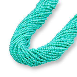 Perles de Cristal Rondelle Facette 3x2mm 100 BRINS sur Fil de Coton Prêt à l'emploi Turquoise