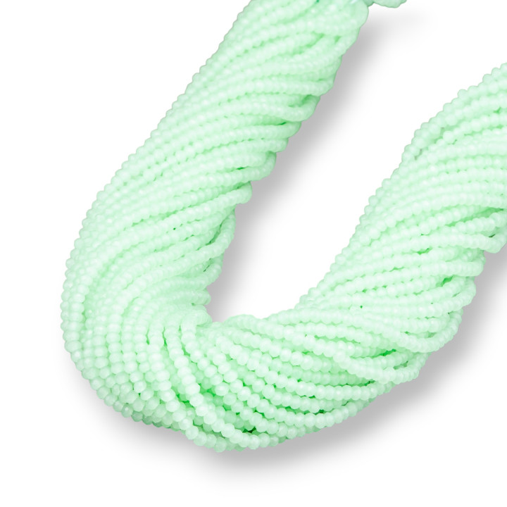 Crystal Beads Rondelle Faceted 3x2mm 100 STRANDS On Cotton Thread Ready to use Light Green