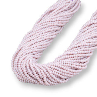 Perline Di Cristalli Rondelle Sfaccettate 3x2mm 100 FILI Su Filo Di Cotone Pronti all'uso Cipria Light