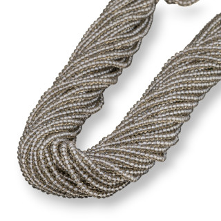 Crystal Beads Faceted Rondelle 3x2mm 100 STRANDS σε βαμβακερή κλωστή Έτοιμη για χρήση Καπνός