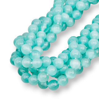 Aqua Green Cat's Eye Round Smooth 08mm