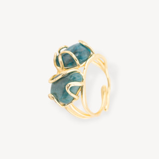 Anillo De Bronce Con Piedras Naturales 16x22mm Tamaño Ajustable Apatita Dorada
