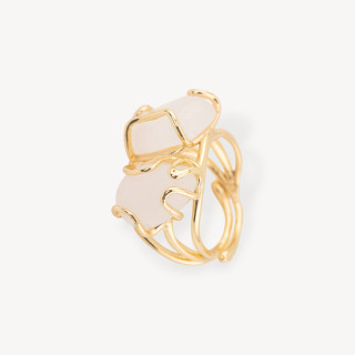 Bronze Ring With Natural Stones 16x22mm Adjustable Size Golden Rock Crystal