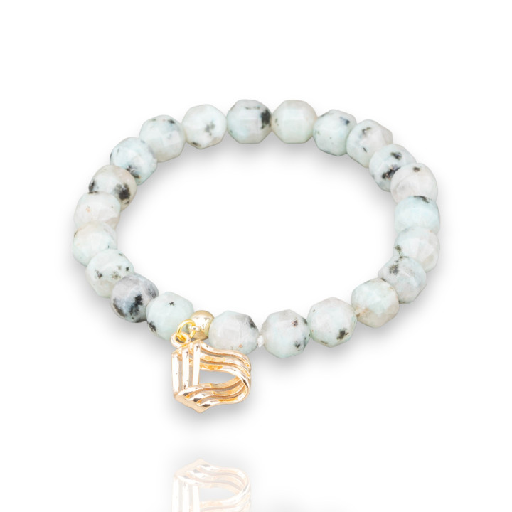 Bracciali Elasticizzato Di Pietre Dure Con Pendente Con Cristalli CZ Agata Dalmata