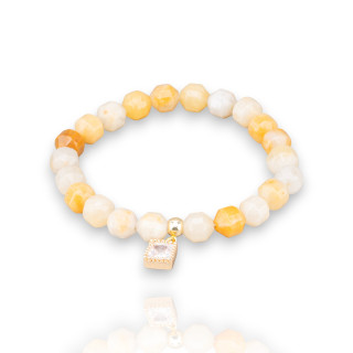 Bracciali Elasticizzato Di Pietre Dure Con Pendente Con Cristalli CZ Calcite