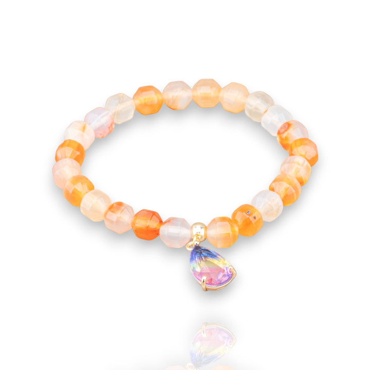 Pulseras Elásticas De Piedras Semipreciosas Con Colgante Con Cristales Cornalina CZ