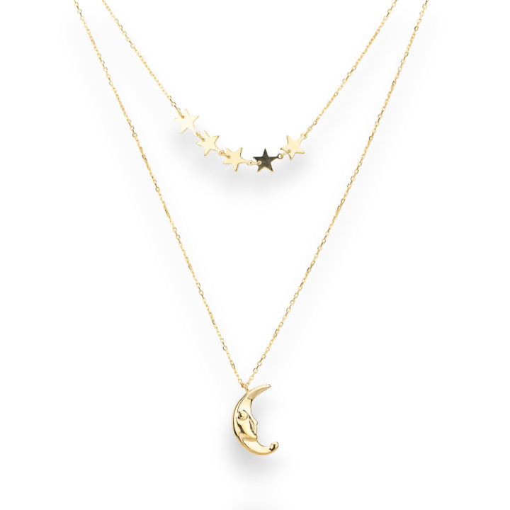 Collar de Plata 925 Colección Luna Bañado en Oro