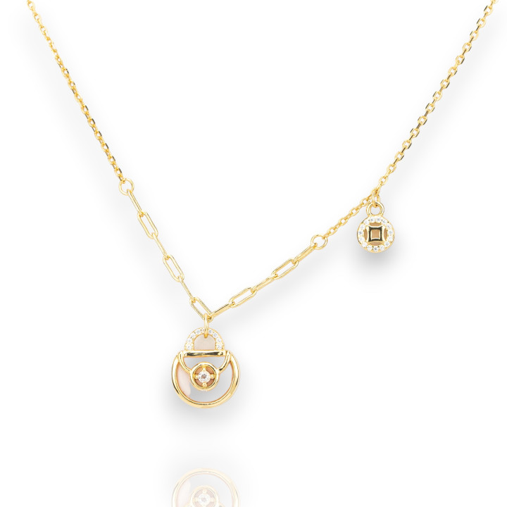 Collar de Plata 925 Colección Luna Chapado en Oro con Nácar