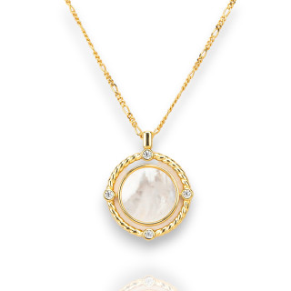 Collar de Plata 925 Colección Luna Chapado en Oro con Nácar