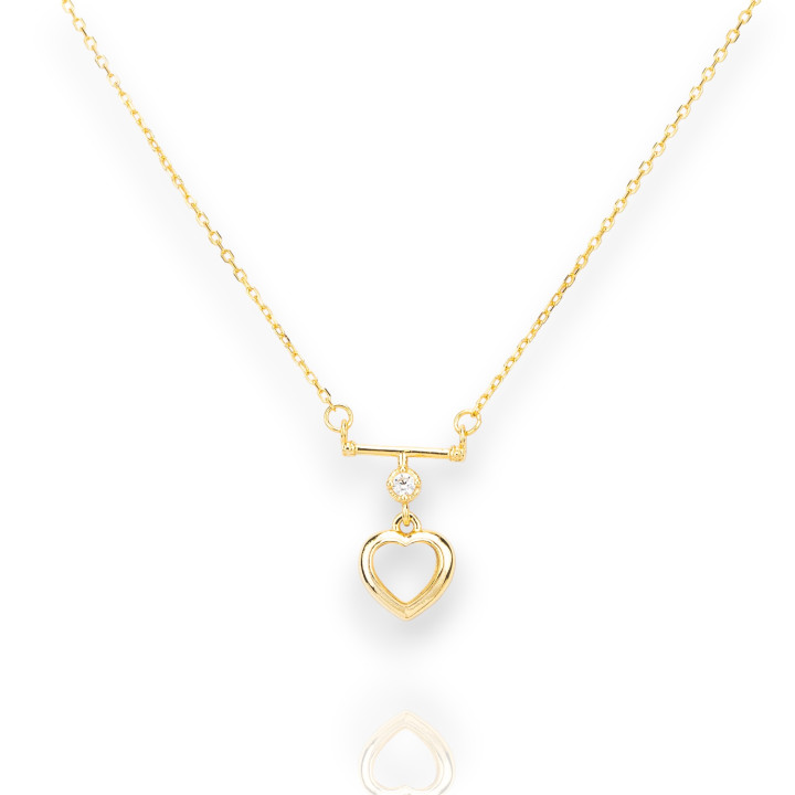 Collar De Plata 925 Colección Luna Bañada En Oro Con Ópalo Sintético