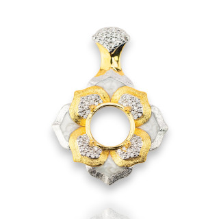 Componente Castone Di Argento 925 Pendente Esterno 29x40mm Interno 12mm Ca. 1pz