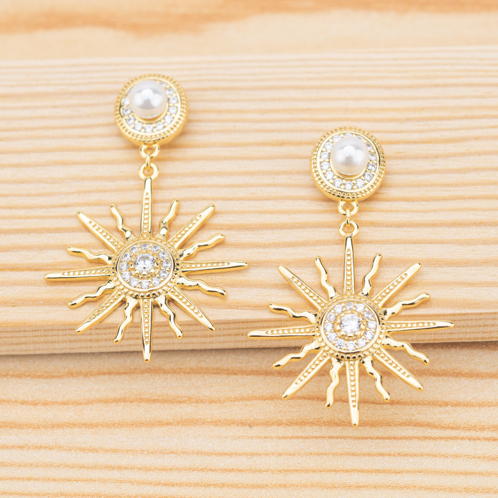 Gold Plated Luna Collection 925 Silver Earrings With Mallorcan Pearls